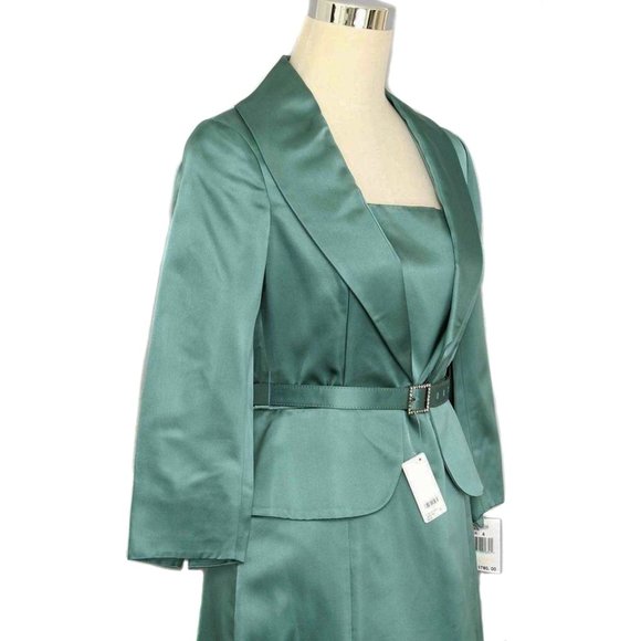 RICKIE FREEMAN Teal Silk Formal Evening Gown with Attached Jacket NWT Size 4 - Picture 5 of 6